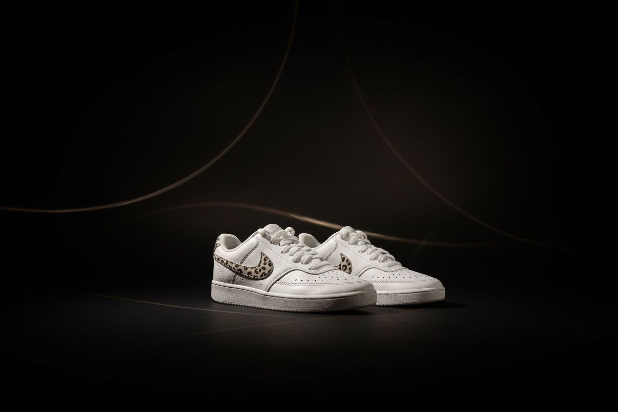 Nike Court Vision Low "Leopard" Women's White Sneakers – EUR 39 / US 8 / UK 5.5 – Very Good Condition