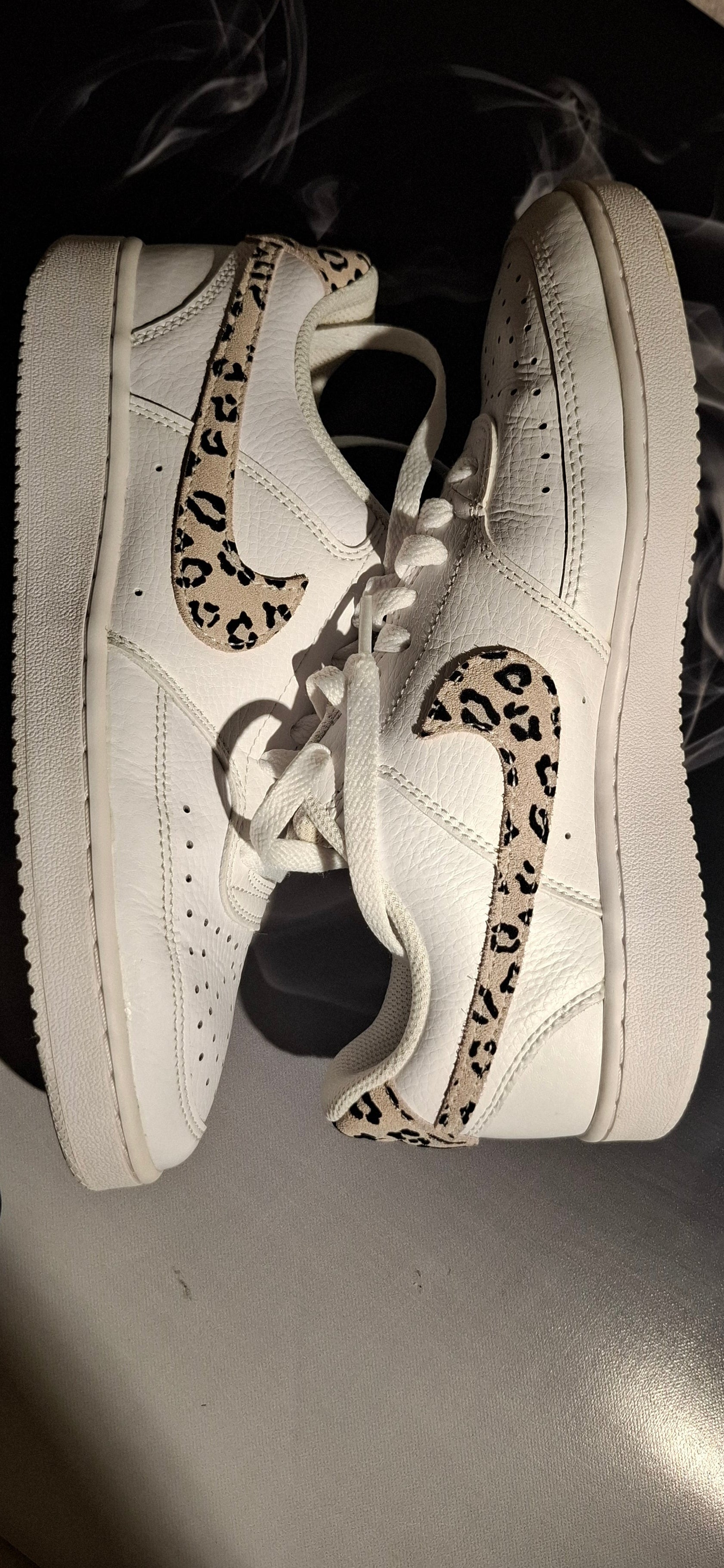 Nike Court Vision Low "Leopard" Women's White Sneakers – EUR 39 / US 8 / UK 5.5 – Very Good Condition