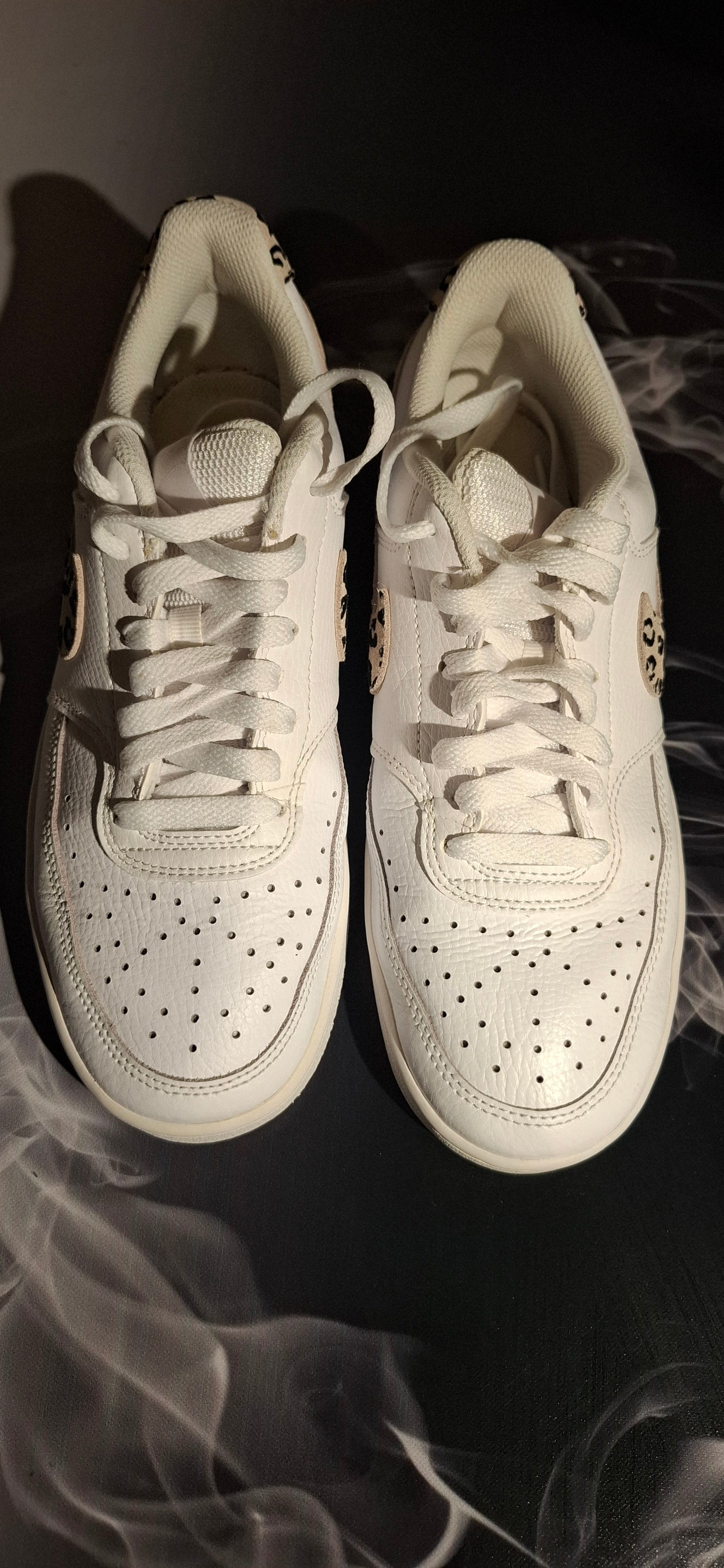 Nike Court Vision Low "Leopard" Women's White Sneakers – EUR 39 / US 8 / UK 5.5 – Very Good Condition