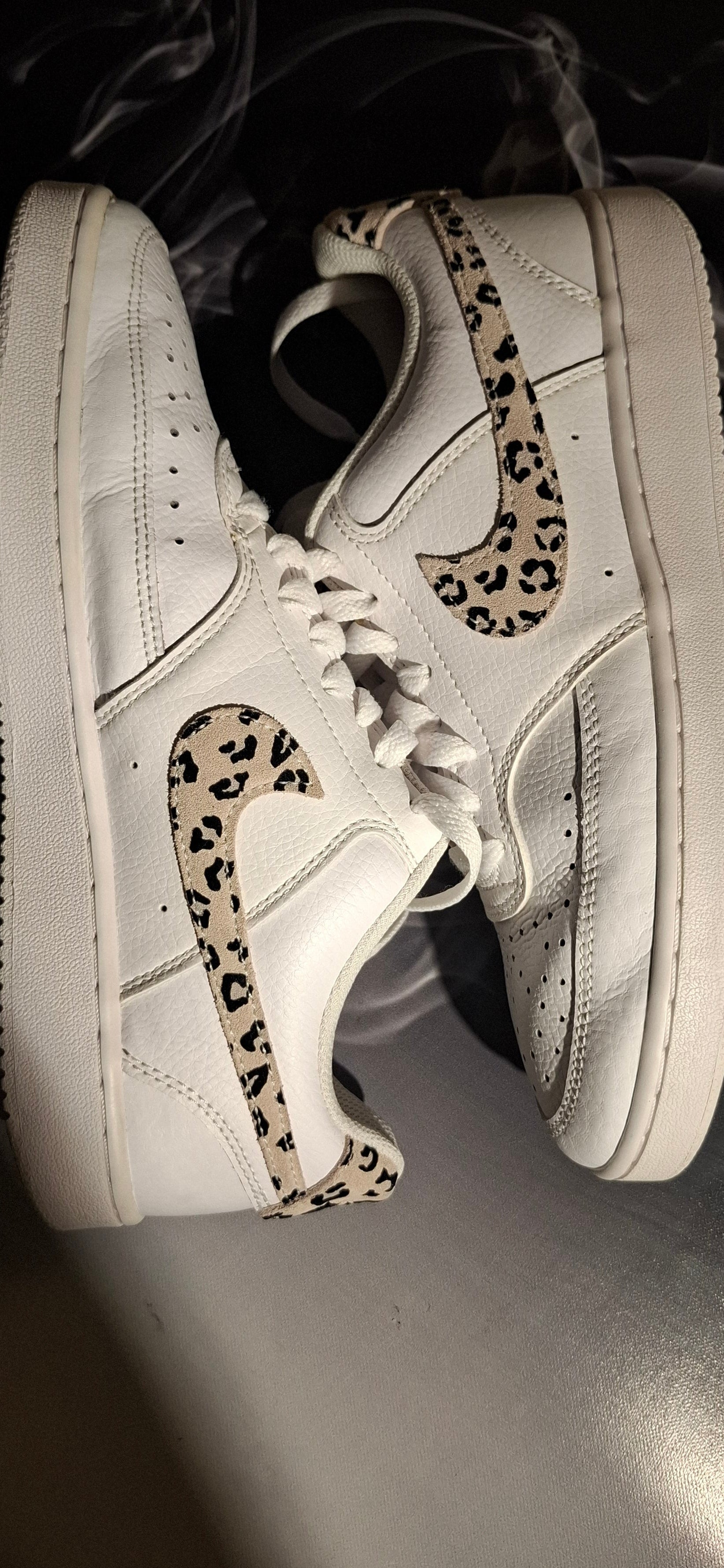 Nike Court Vision Low "Leopard" Women's White Sneakers – EUR 39 / US 8 / UK 5.5 – Very Good Condition